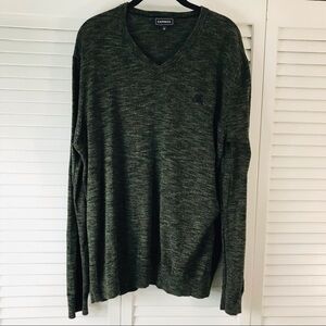 EXPRESS Green Cotton V-Neck Sweater Size Extra Extra Large